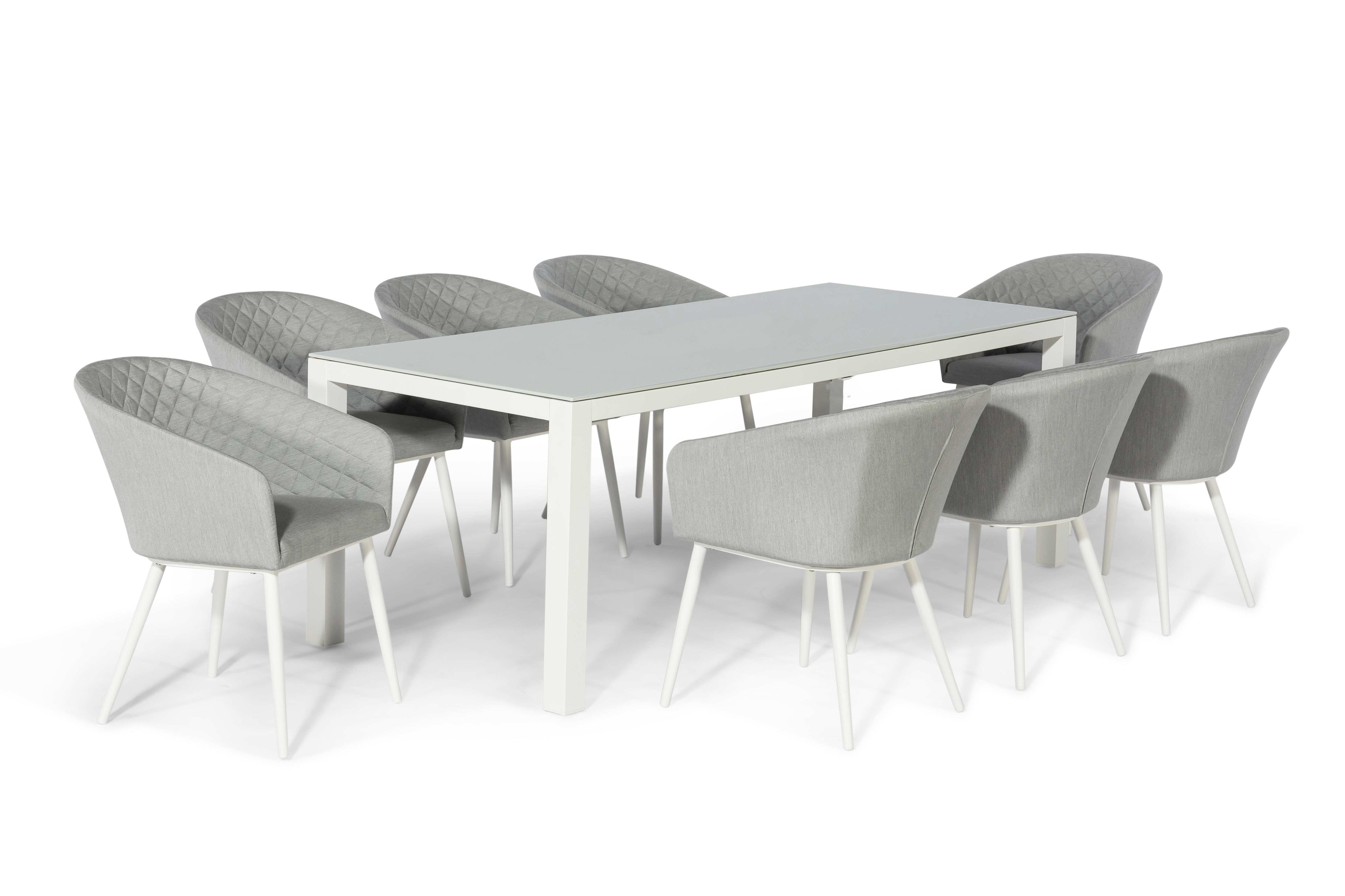 Aluminum 8-Seater Rectangular Dining Table With Ceramic Glass Top