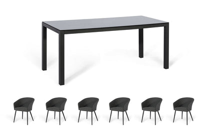 Aluminum 6-Seater Rectangular Dining Table With Ceramic Glass Top