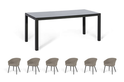 Aluminum 6-Seater Rectangular Dining Table With Ceramic Glass Top