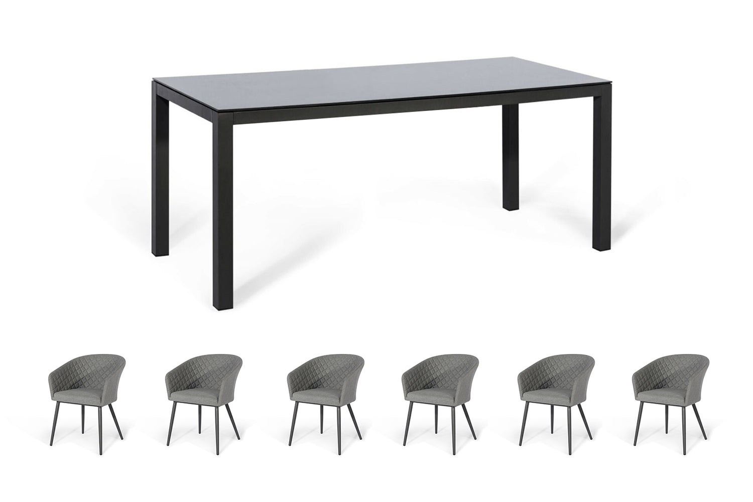 Aluminum 6-Seater Rectangular Dining Table With Ceramic Glass Top