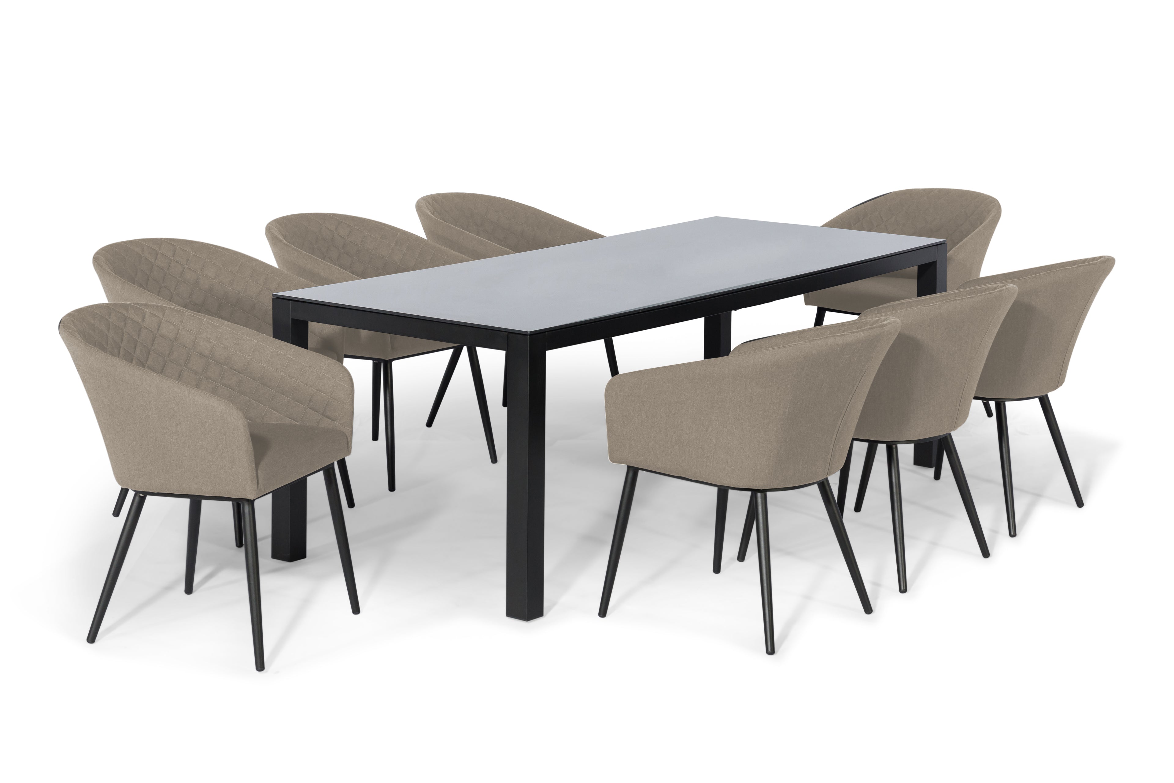 Aluminum 8-Seater Rectangular Dining Table With Ceramic Glass Top