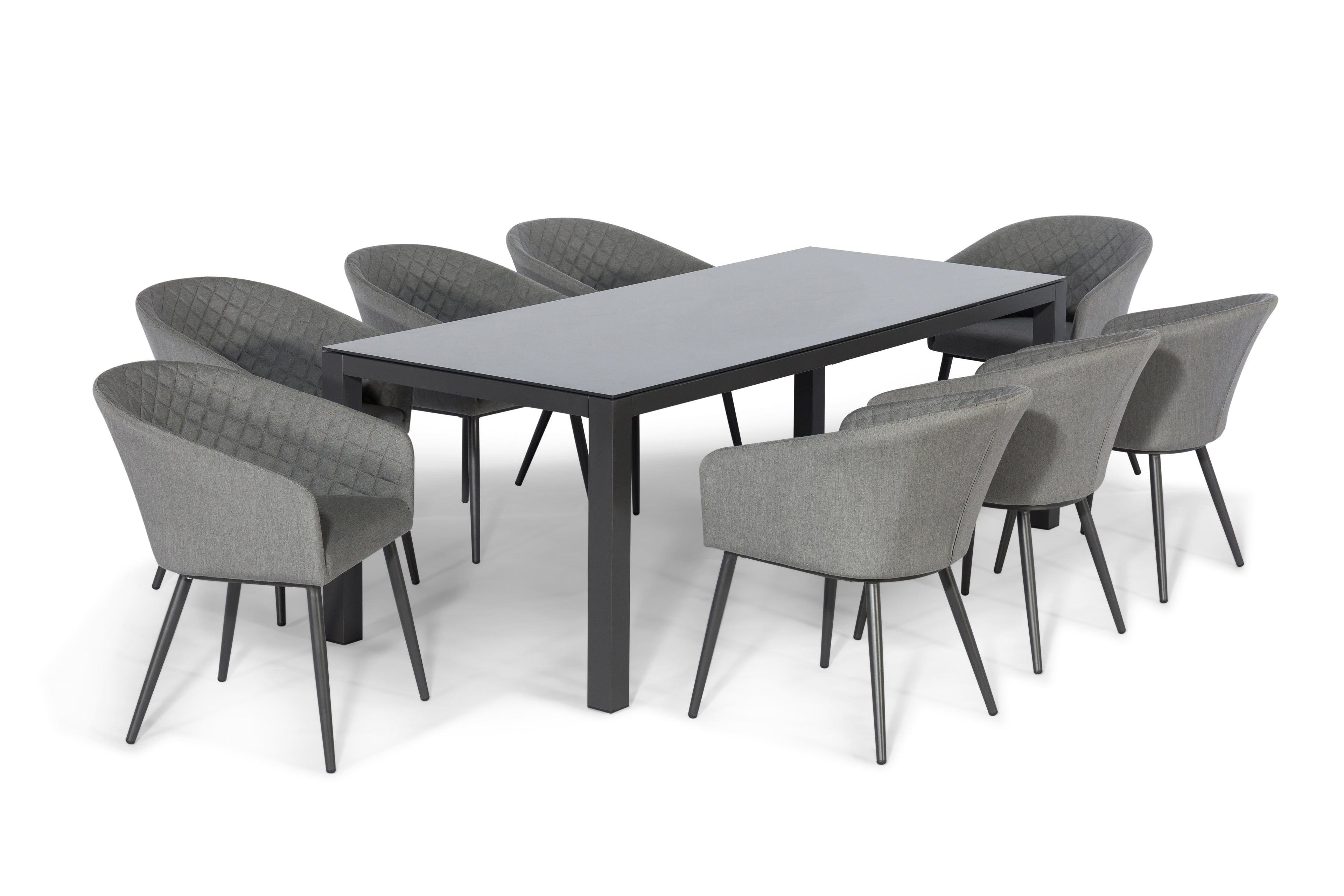 Aluminum 8-Seater Rectangular Dining Table With Ceramic Glass Top