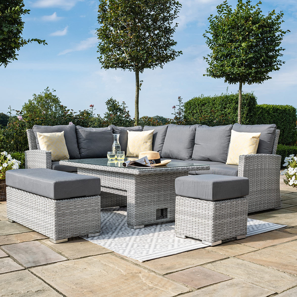 Ascot rattan corner group with height-adjustable table