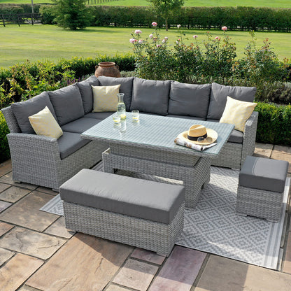 Ascot rattan corner group with height-adjustable table