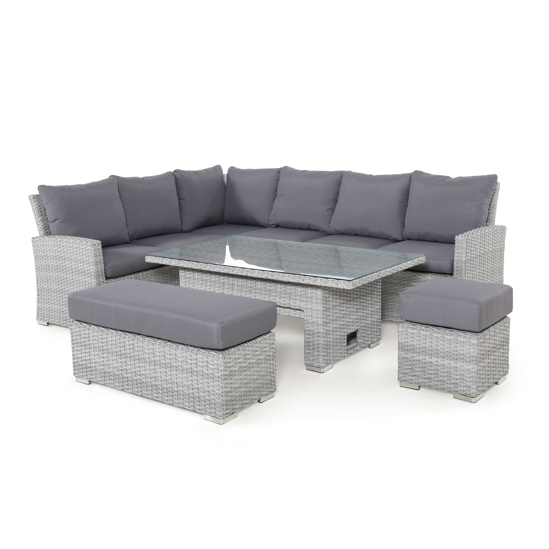 Ascot rattan corner group with height-adjustable table