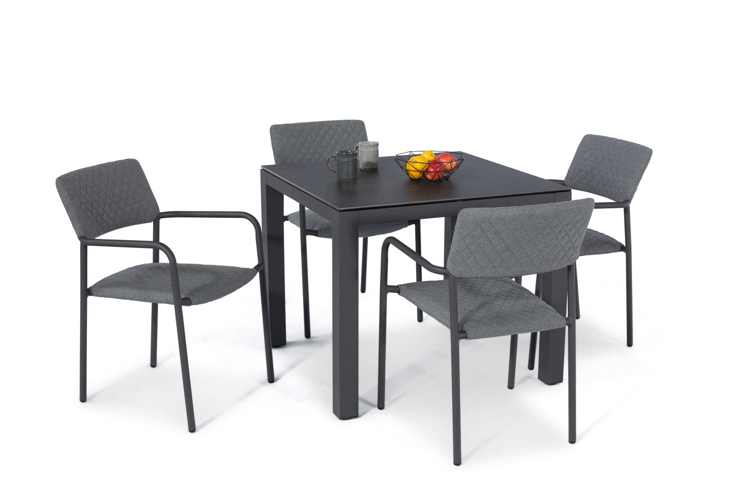 Aluminum 4-Seater Square Dining Table With Ceramic Glass Top