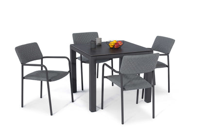 Aluminum 4-Seater Square Dining Table With Ceramic Glass Top