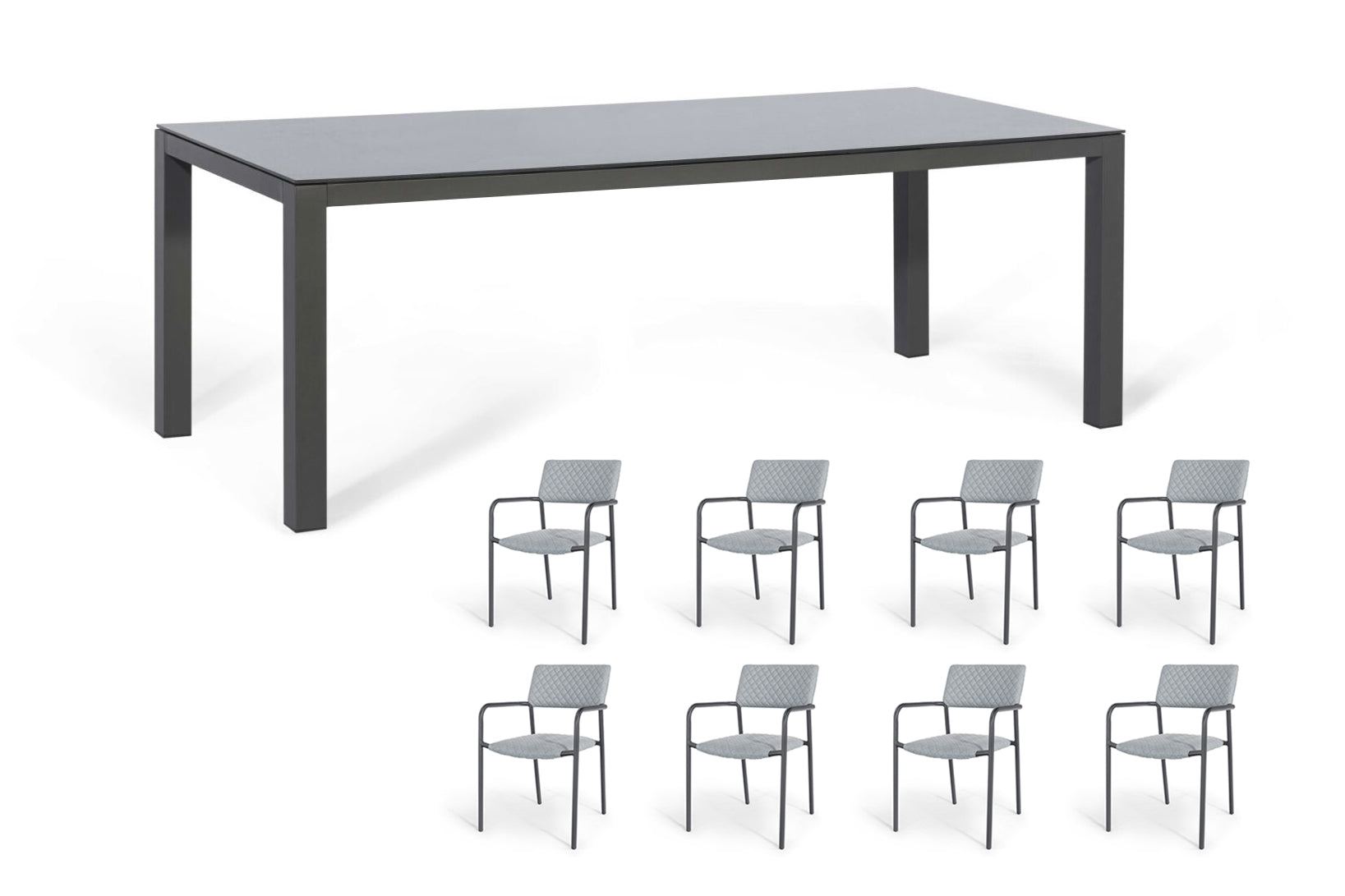 Aluminum 8-Seater Rectangular Dining Table With Ceramic Glass Top