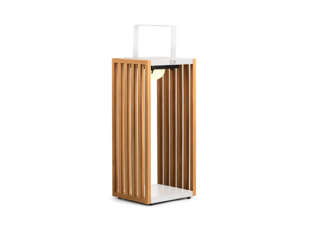 Gate Large White Outdoor Teak Solar Lamps