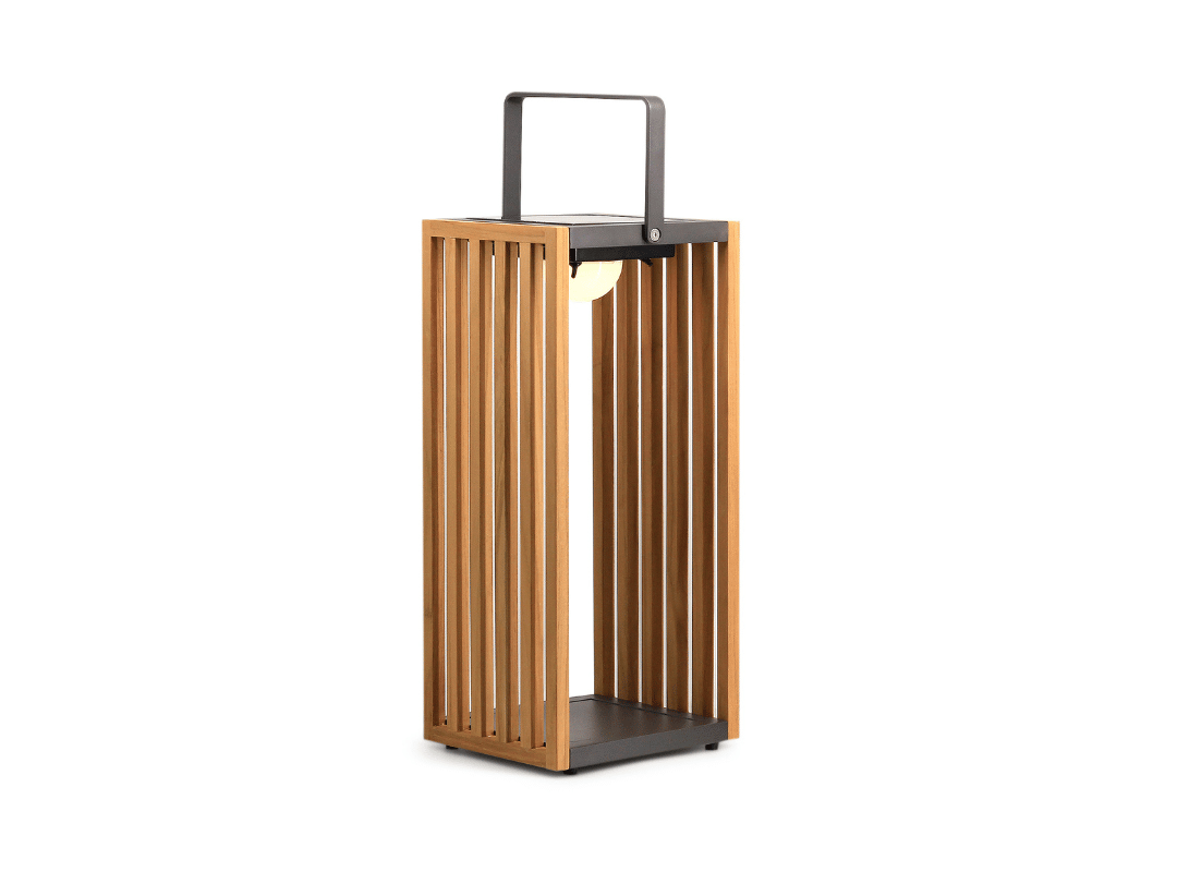 Gate Large White Outdoor Teak Solar Lamps