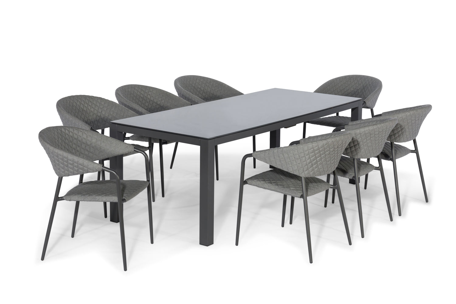 Aluminum 8-Seater Rectangular Dining Table With Ceramic Glass Top