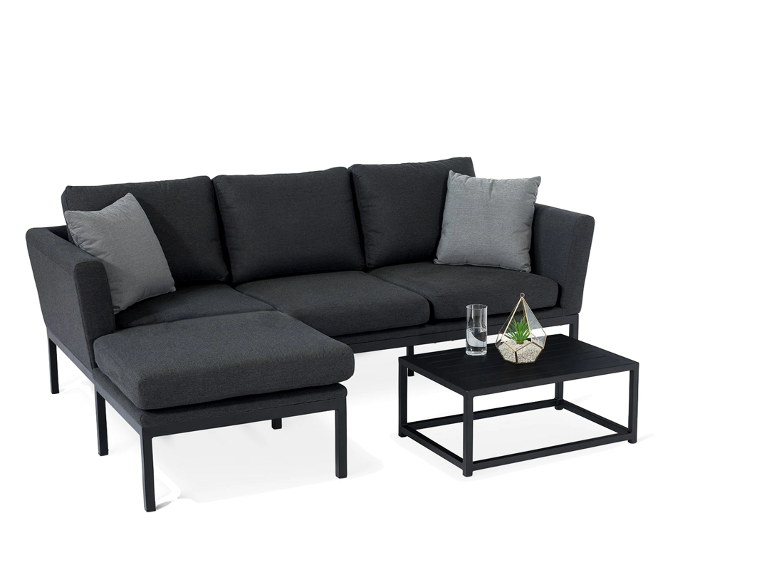 Pulse Fabric Black Corner Set With Coffee Table