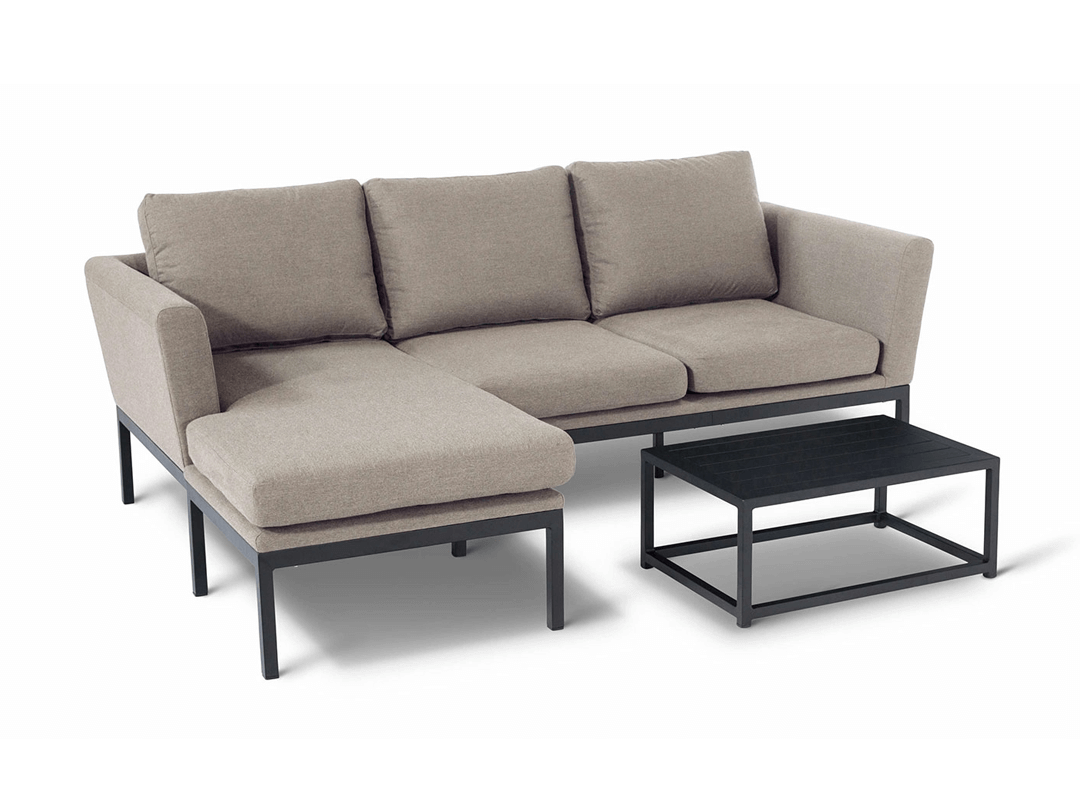 Pulse Fabric Black Corner Set With Coffee Table