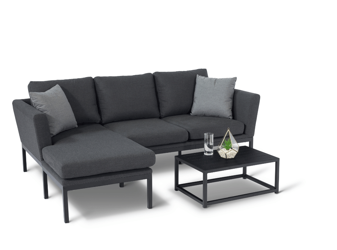 Pulse Fabric Black Corner Set With Coffee Table