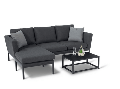 Pulse Fabric Black Corner Set With Coffee Table