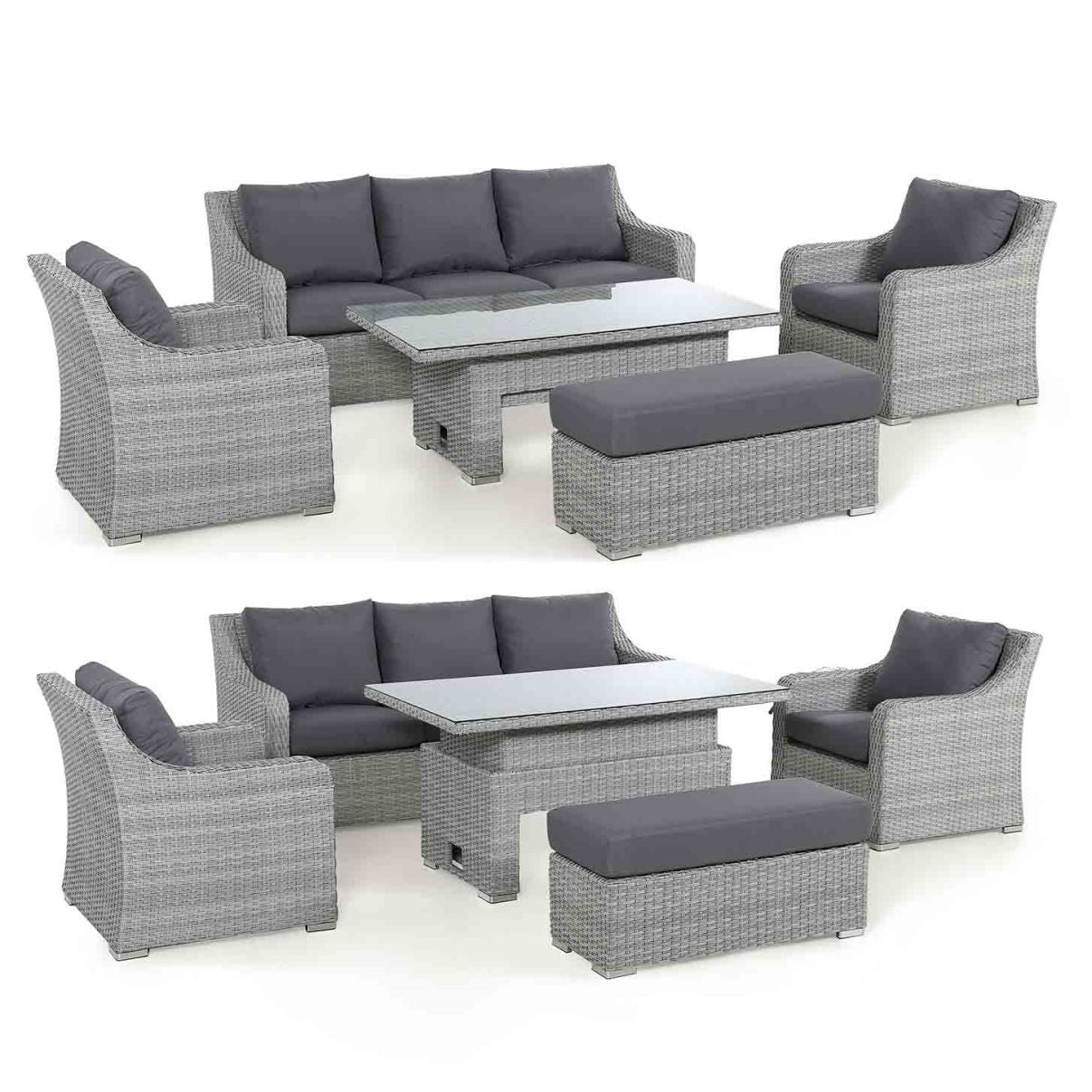 Ascot rattan 3-seater sofa set with height-adjustable table