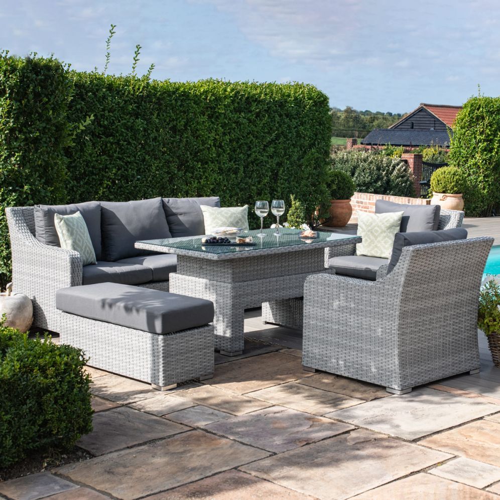 Ascot rattan 3-seater sofa set with height-adjustable table