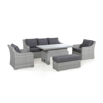 Ascot rattan 3-seater sofa set with height-adjustable table