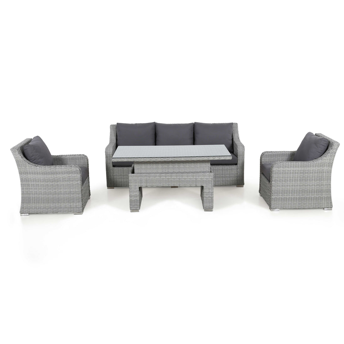 Ascot Rattan 3-Sitzer Sofa Set mit höhenverstellbarem Tisch