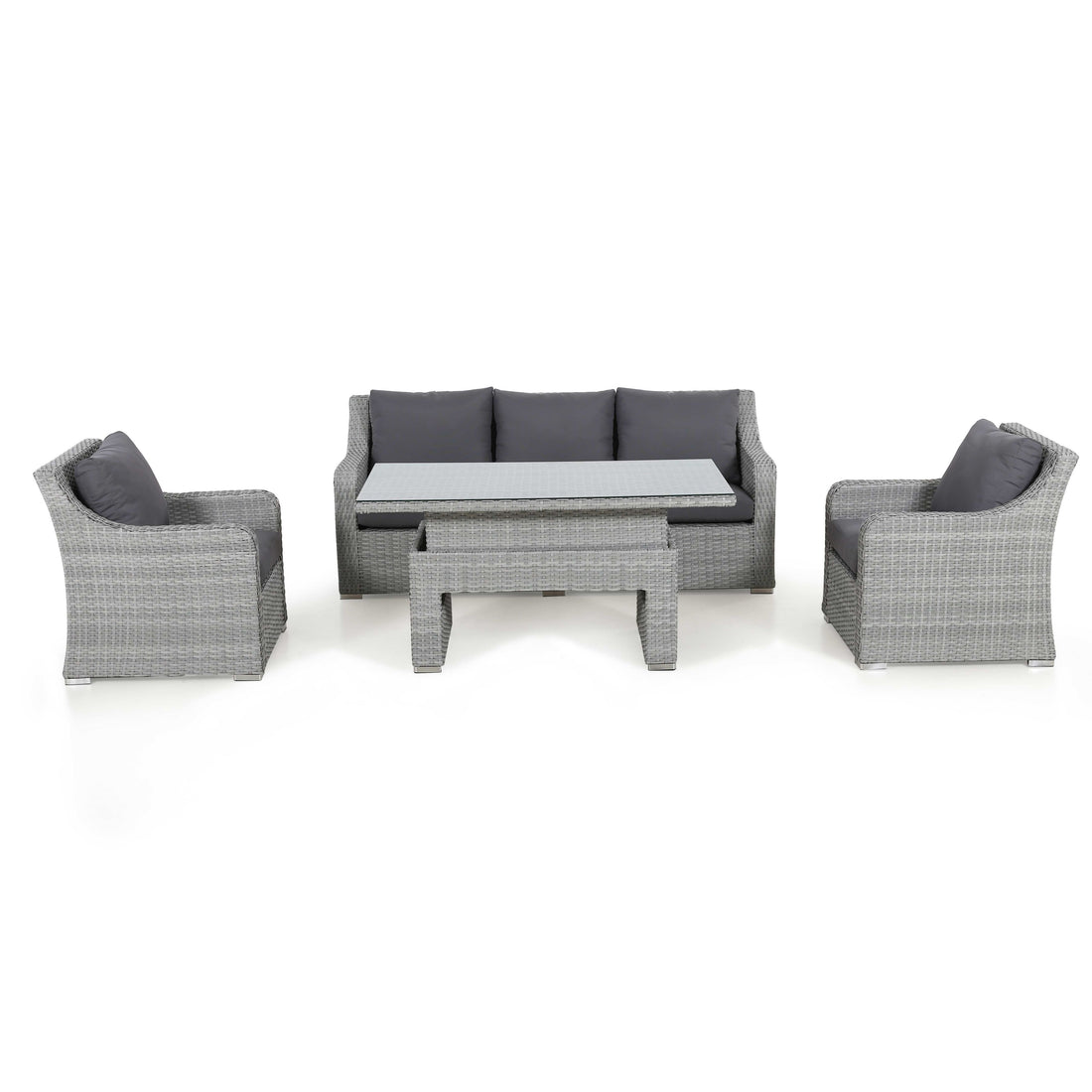 Ascot rattan 3-seater sofa set with height-adjustable table