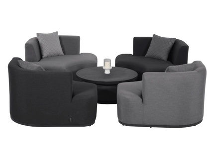 Snug Loungesofa In Black-Grey With Height Adjustable Ceramic Glass Top Table