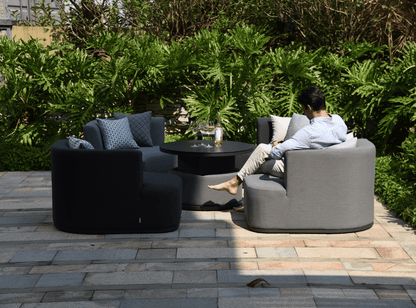 Snug Loungesofa In Black-Grey With Height Adjustable Ceramic Glass Top Table