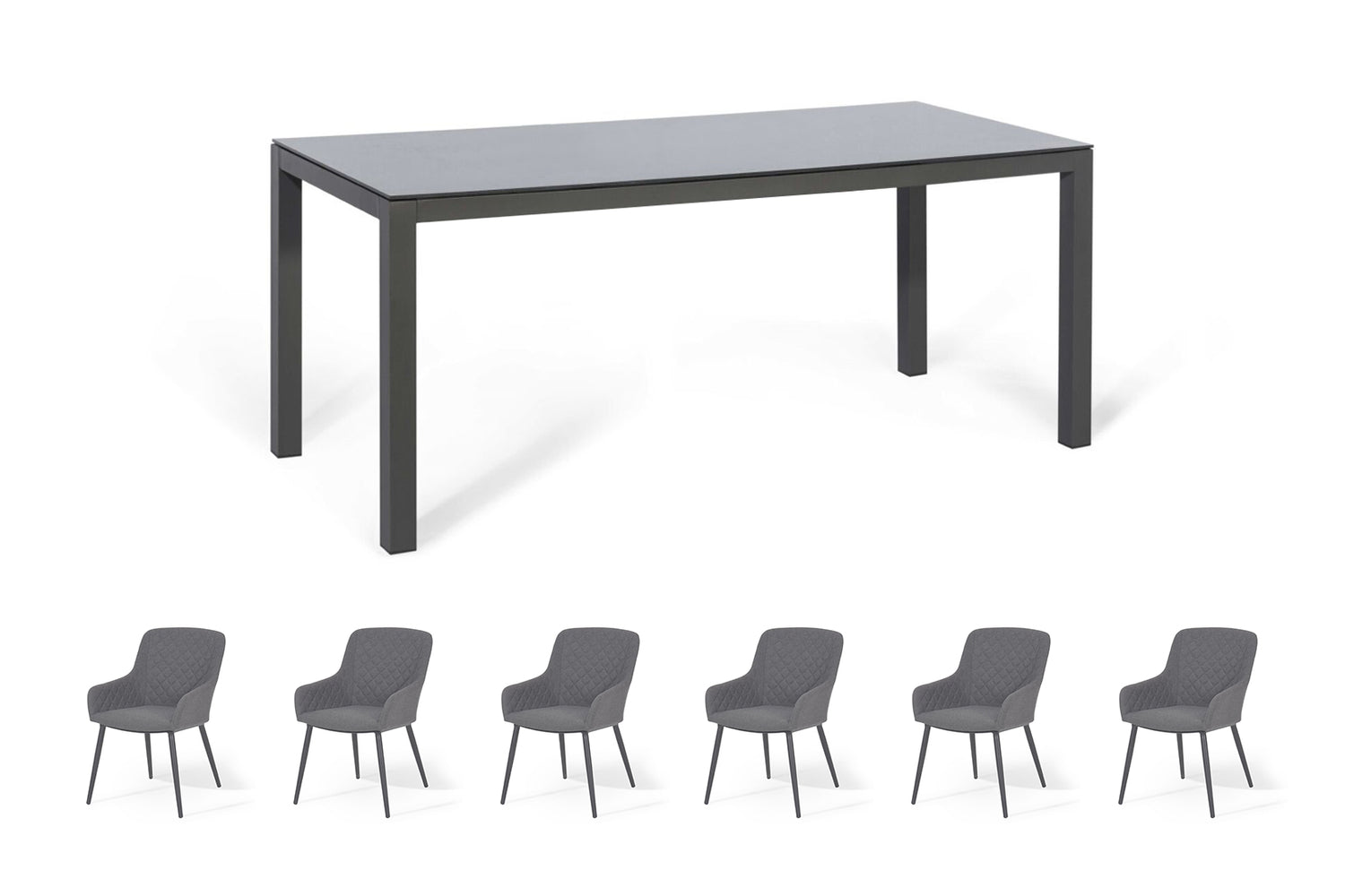 Aluminum 6-Seater Rectangular Dining Table With Ceramic Glass Top