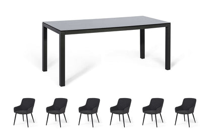 Aluminum 6-Seater Rectangular Dining Table With Ceramic Glass Top