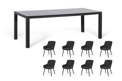 Aluminum 8-Seater Rectangular Dining Table With Ceramic Glass Top