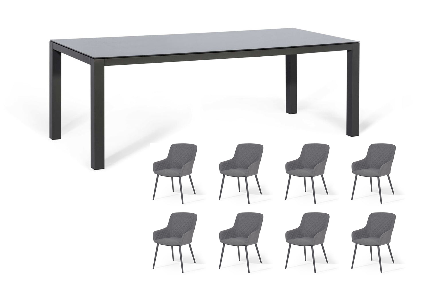 Aluminum 8-Seater Rectangular Dining Table With Ceramic Glass Top