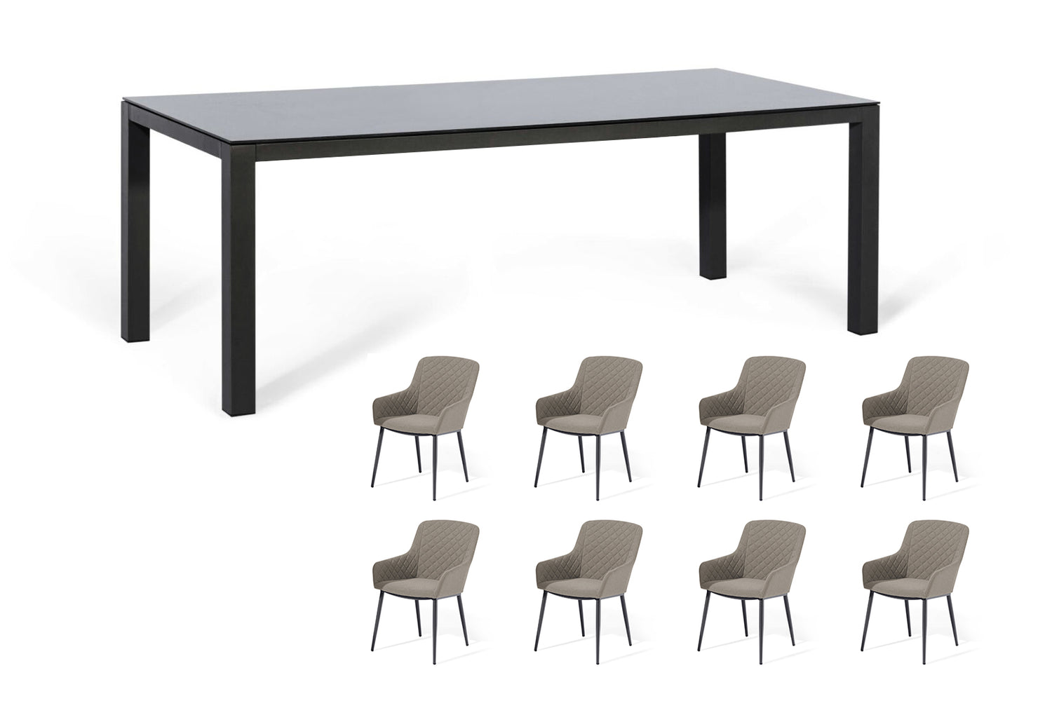 Aluminum 8-Seater Rectangular Dining Table With Ceramic Glass Top